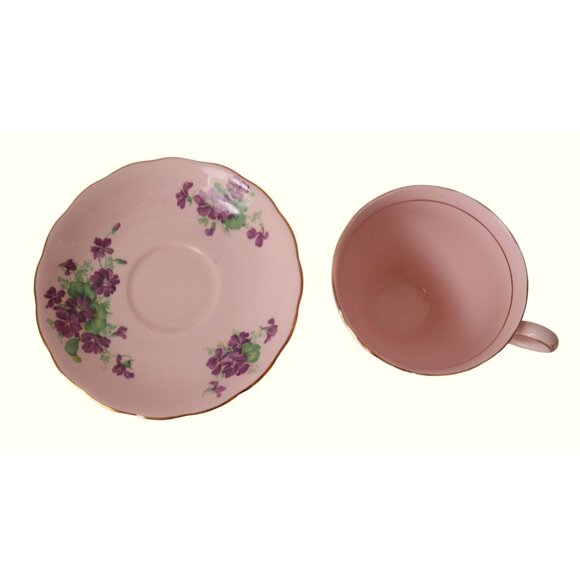 Vintage Pink Tea Cup and Saucer Teacup Violets Colclough Bone China - Picture 2 of 5